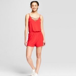 🆕 Mossimo Supply Co. • Red cage front romper